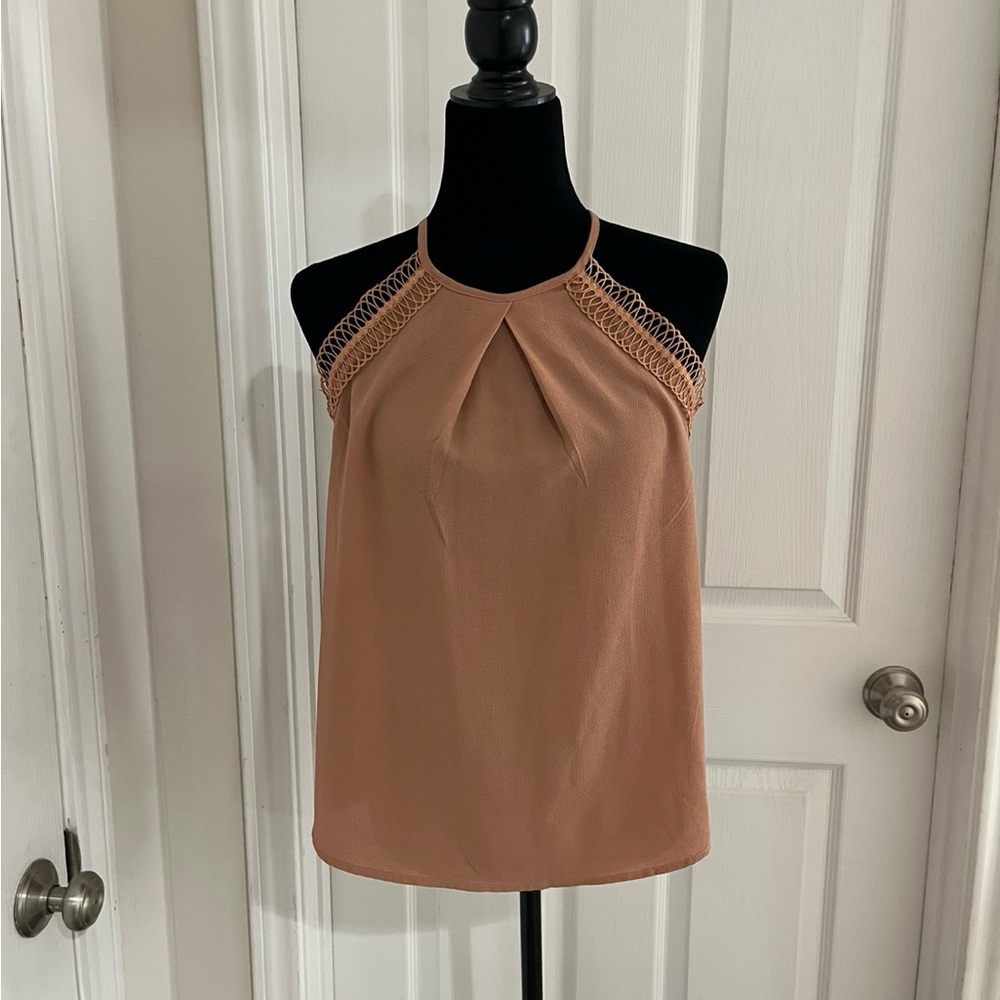 Mine Tan Crochet Halter Blouse